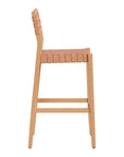 30" Brown Solid Wood Low Back Outdoor Bar Height Chair