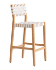 30" White Solid Wood Low Back Outdoor Bar Height Chair
