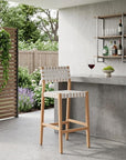 30" White Solid Wood Low Back Outdoor Bar Height Chair