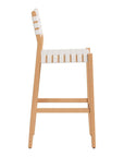 30" White Solid Wood Low Back Outdoor Bar Height Chair