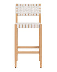 30" White Solid Wood Low Back Outdoor Bar Height Chair