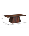 51" Dark Brown Solid Wood Pedestal Coffee Table