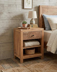 30" Natural Solid Wood Square Live Edge One Drawer Nightstand