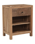 30" Natural Solid Wood Square Live Edge One Drawer Nightstand