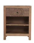 30" Natural Solid Wood Square Live Edge One Drawer Nightstand