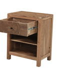 30" Natural Solid Wood Square Live Edge One Drawer Nightstand