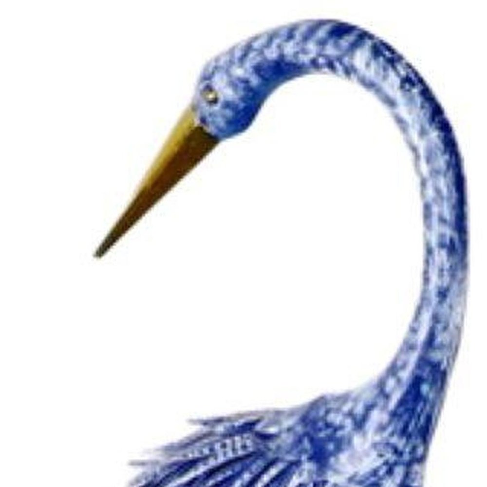 34" Blue And Gold Metal Birds Garden Accents Accessories