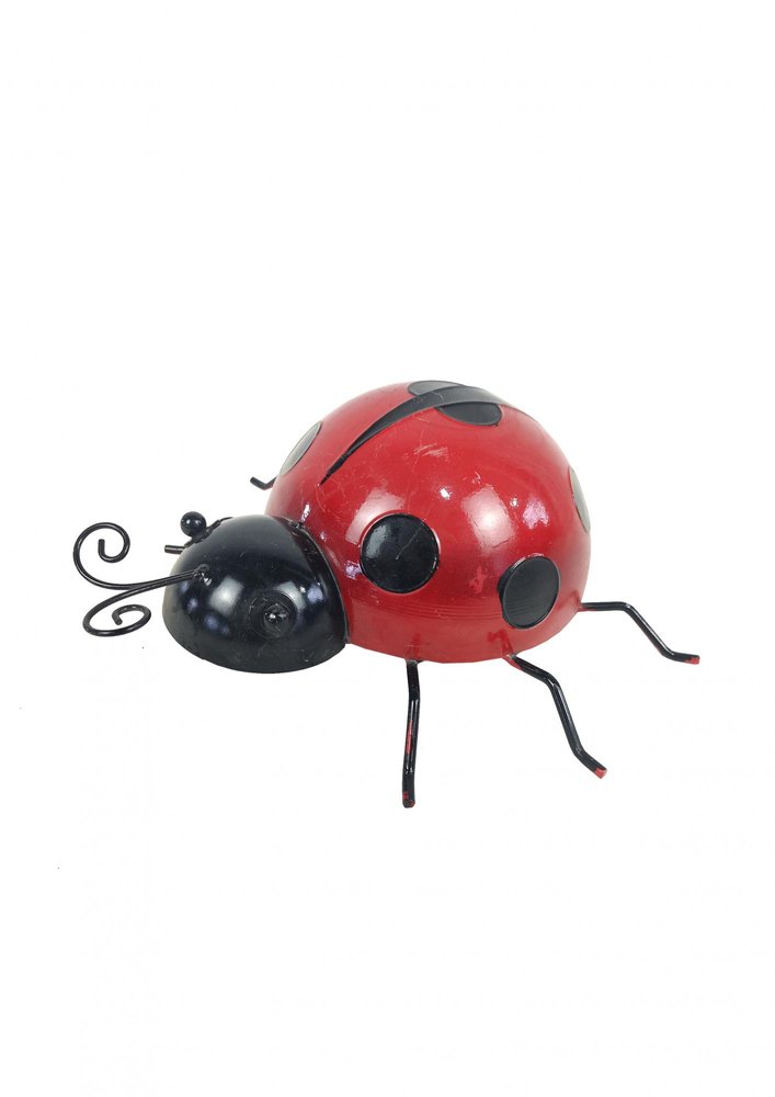 13" Red And Black Metal Insect Garden Accents Accessories