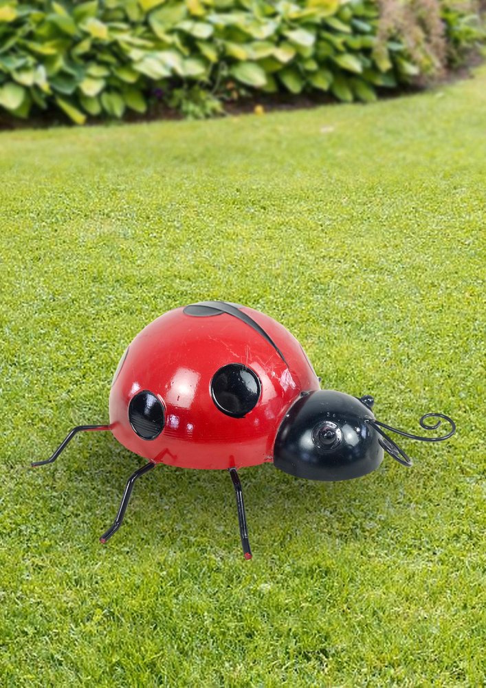 13" Red And Black Metal Insect Garden Accents Accessories