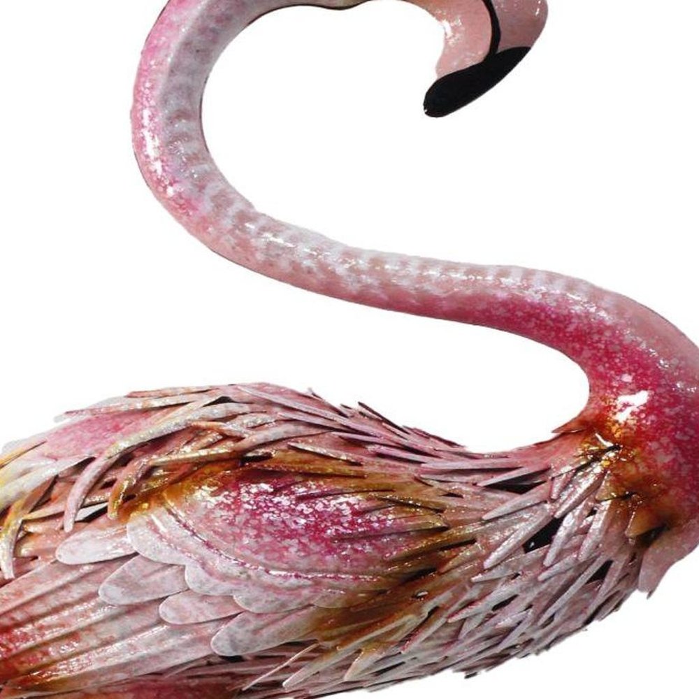 37" Pink And Yellow Metal Flamingo Garden Accents Accessories