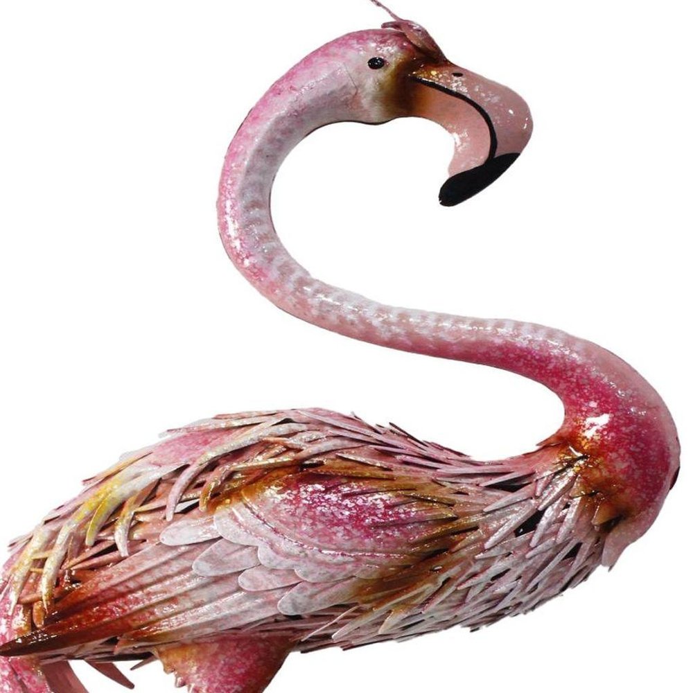 37" Pink And Yellow Metal Flamingo Garden Accents Accessories