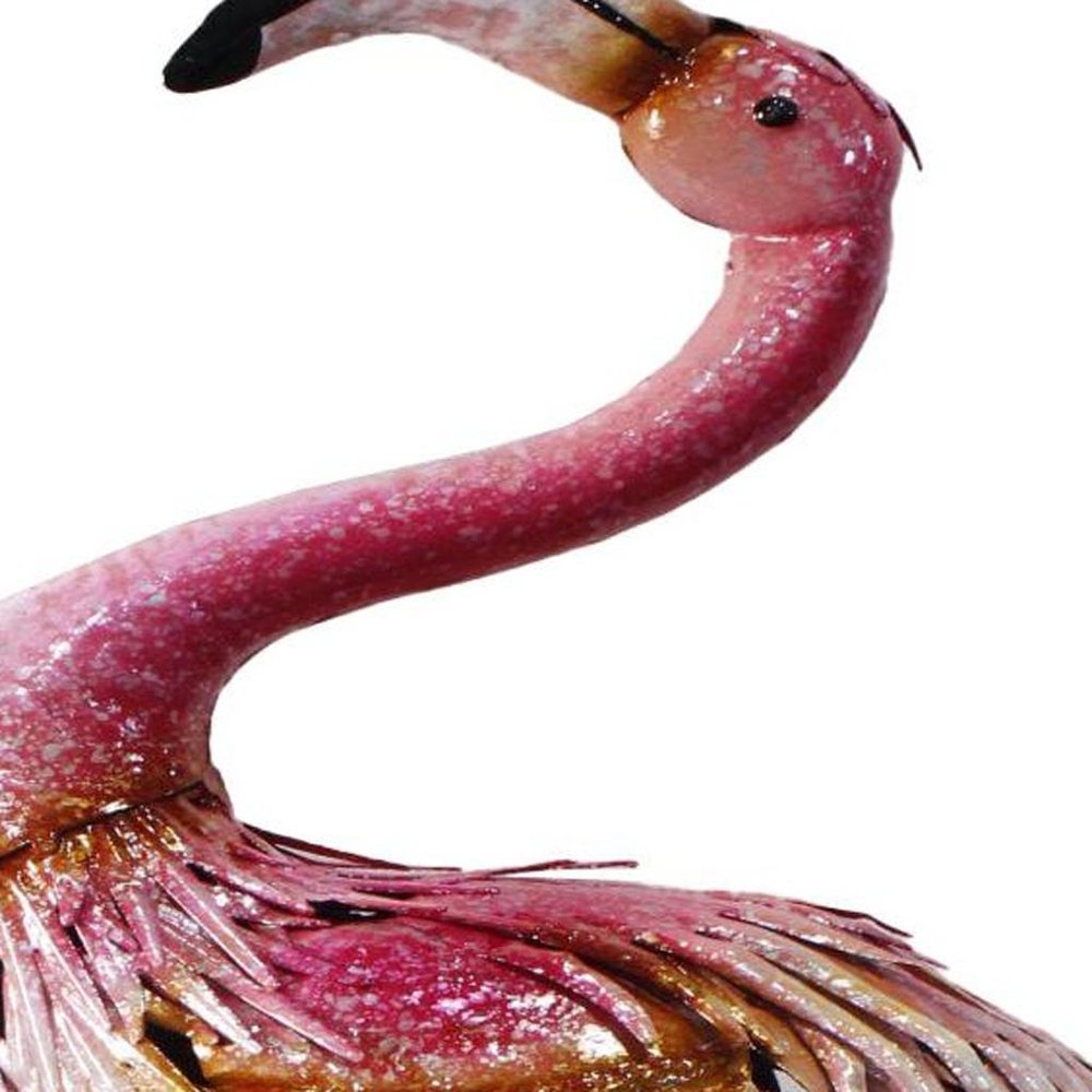 37" Pink And Yellow Metal Flamingo Garden Accents Accessories