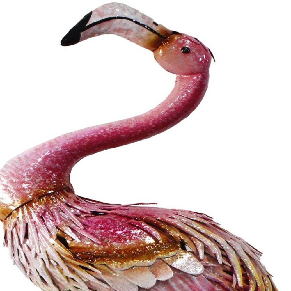 37" Pink And Yellow Metal Flamingo Garden Accents Accessories