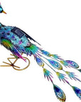 16" Purple Blue And Yellow Metal LED lights Birds Garden Accents Accessories