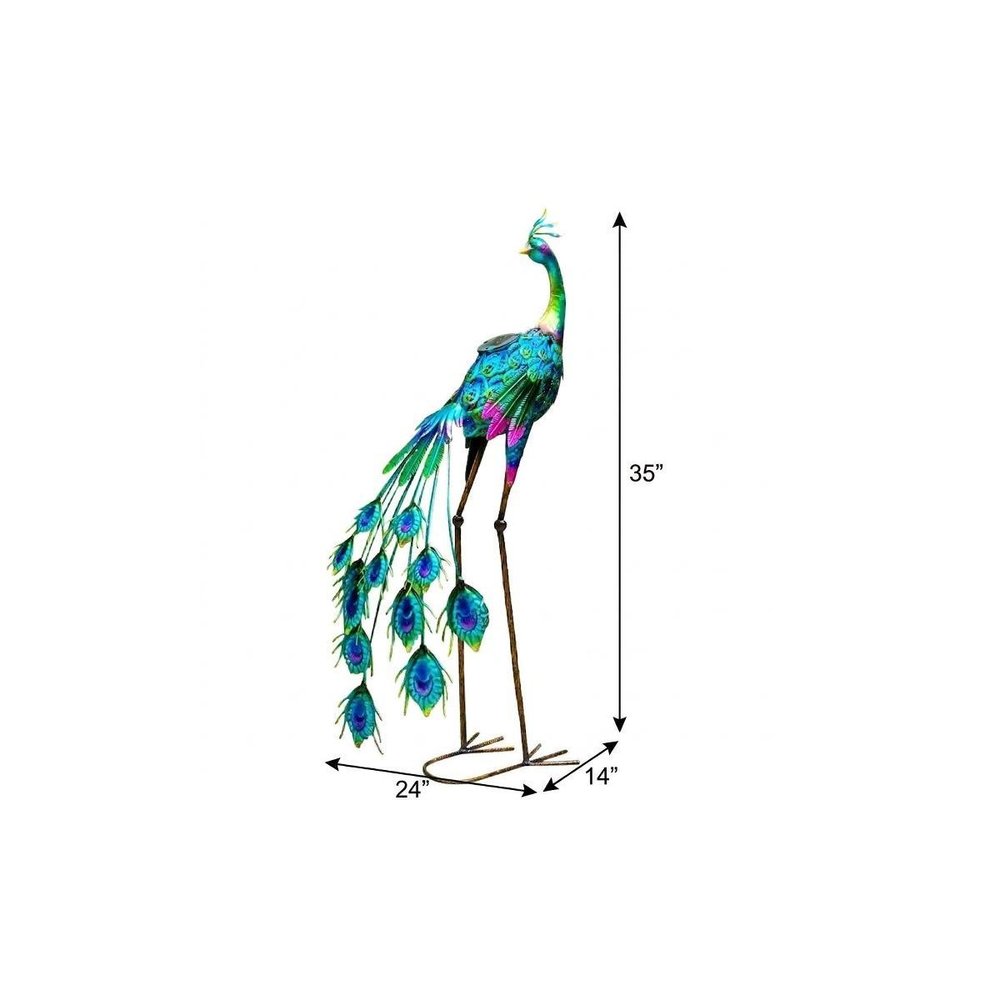 35" Purple And Blue Metal LED lights Birds Garden Accents Accessories