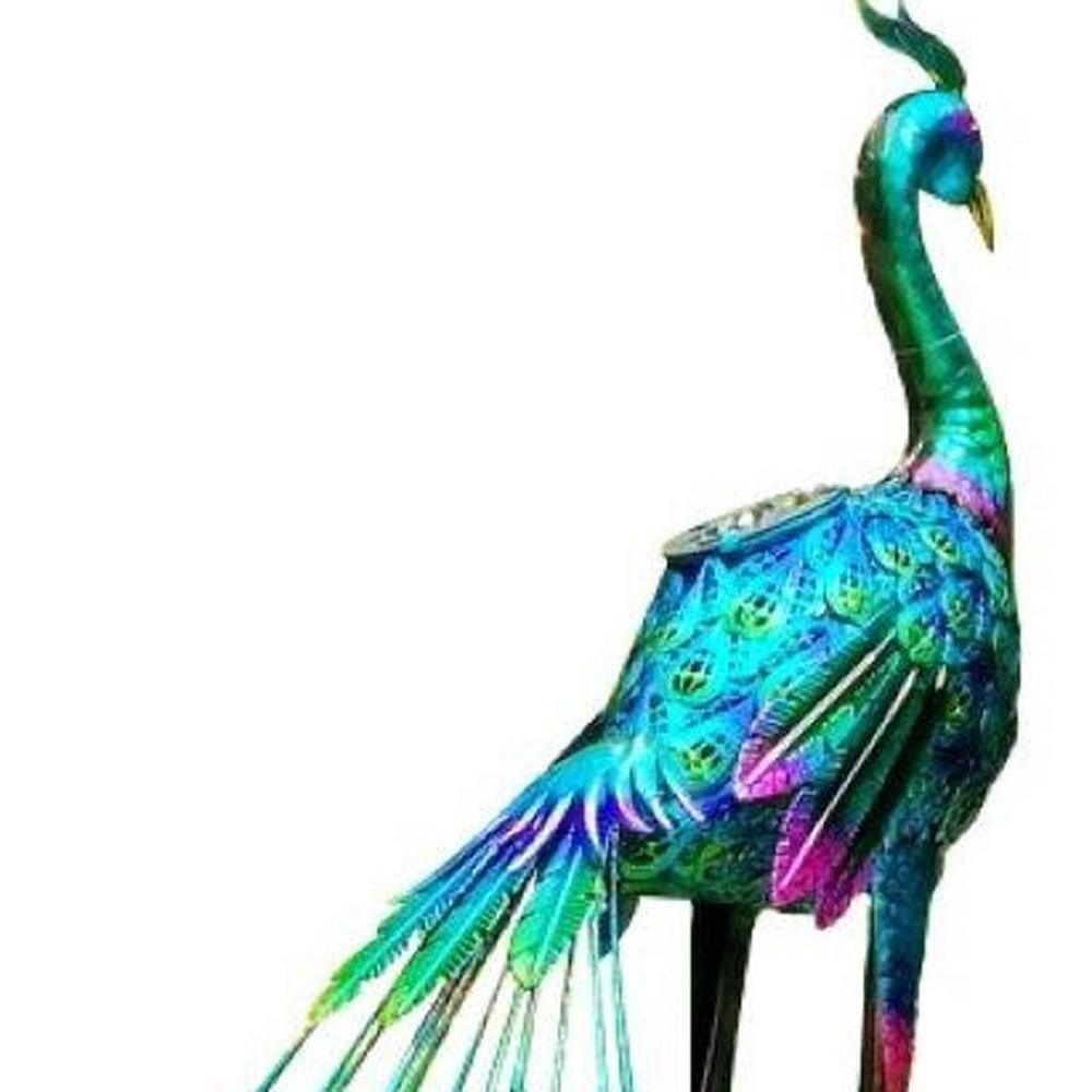 34" Purple And Blue Metal LED lights Birds Garden Accents Accessories