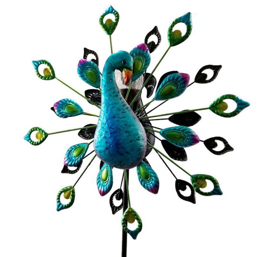 78" Blue And Purple Metal LED lights Birds Windmill