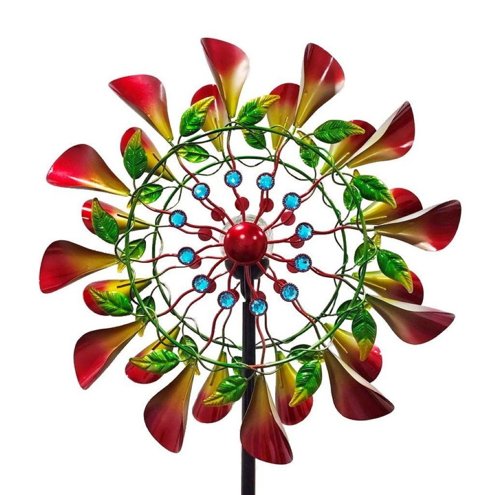 78" Red Green And Yellow Metal Windmill