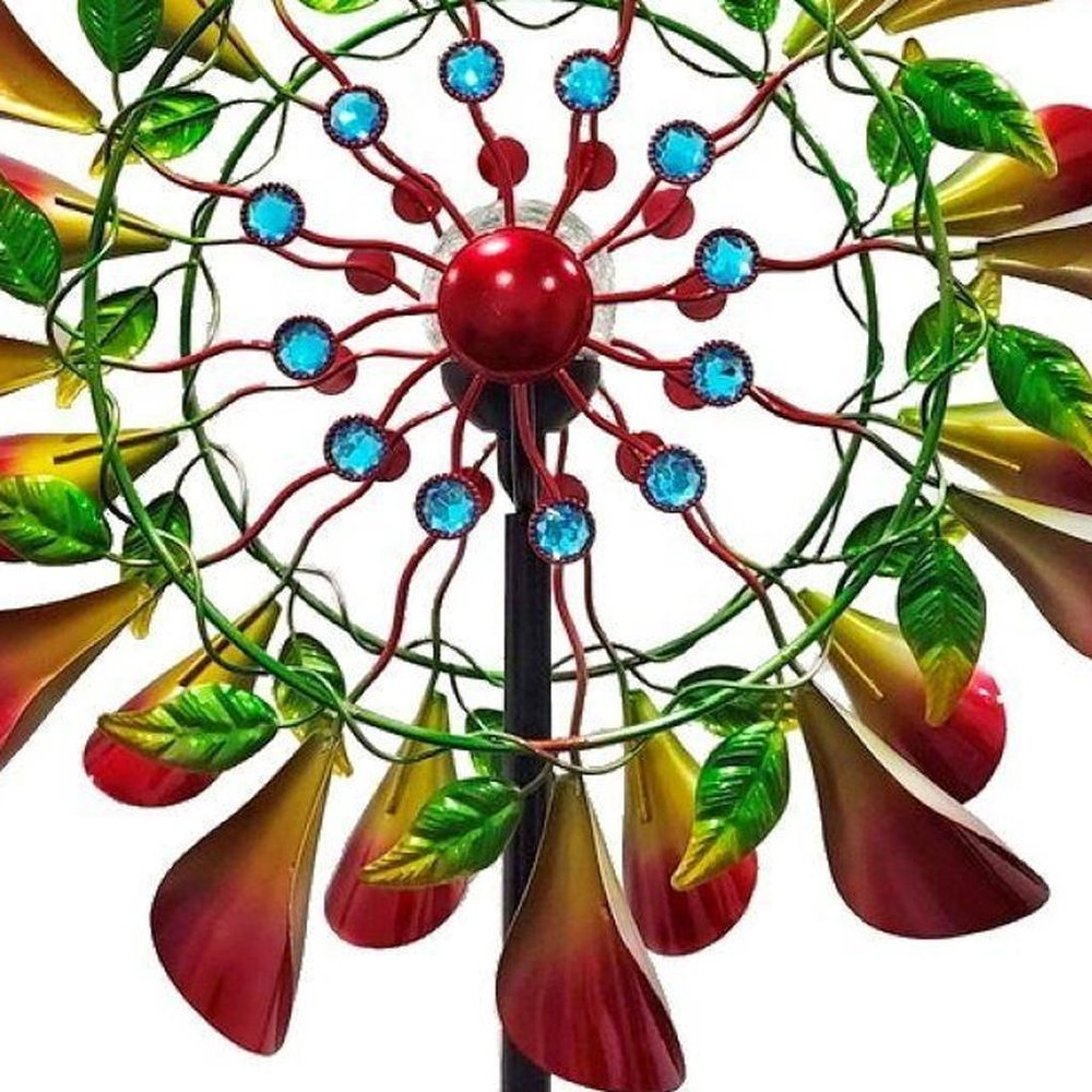 78" Red Green And Yellow Metal Windmill