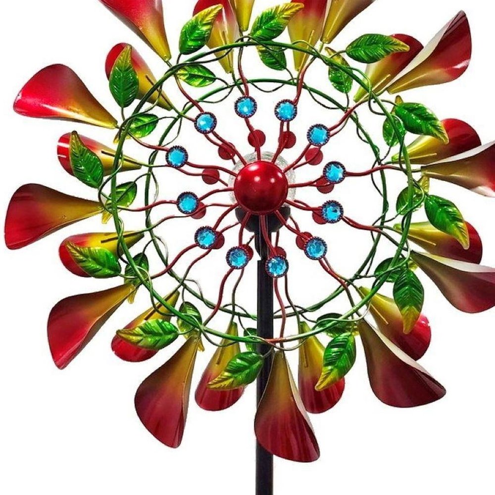 78" Red Green And Yellow Metal Windmill