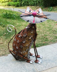 16" Brown Metal LED lights Cats Garden Accents Accessories