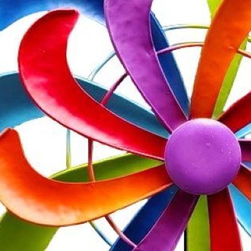 58" Purple Blue And Red Metal Windmill