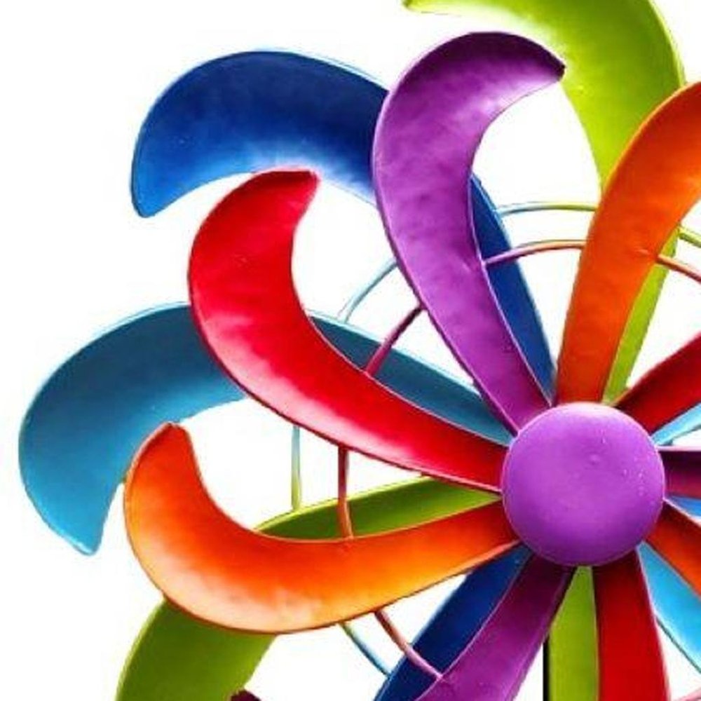 58" Purple Blue And Red Metal Windmill