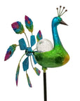 67" Blue And Green Metal LED lights Birds Windmill