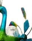 67" Blue And Green Metal LED lights Birds Windmill