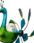 67" Blue And Green Metal LED lights Birds Windmill
