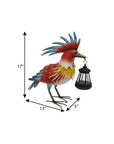 17" Red Blue And Yellow Metal LED lights Birds Garden Accents Accessories