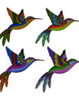 Set of Four Blue Purple And Red Metal Birds Garden Accents Accessories