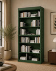 72" Green Solid Wood Adjustable Six Tier Library Bookcase