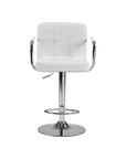 Set of Two Black And Silver Faux Leather And Aluminum Adjustable Height Swivel Bar Chairs