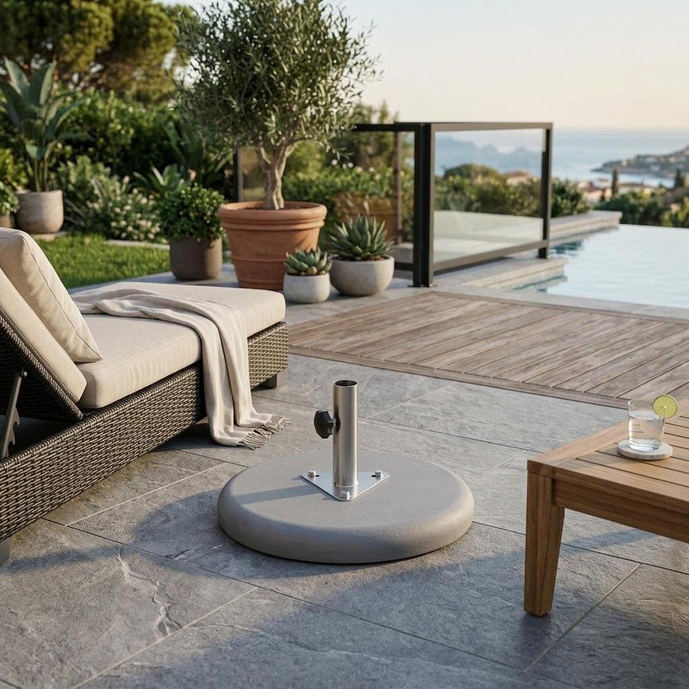 Charcoal Market Umbrella Concrete Mounted Umbrella Base