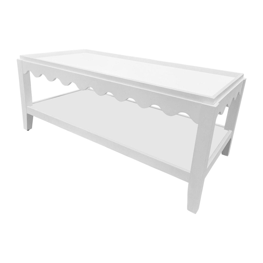 48" White Solid Wood Coffee Table