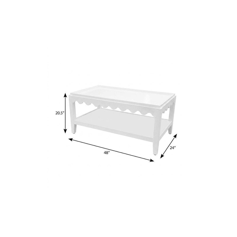 48" White Solid Wood Coffee Table
