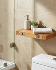 12" Brown Solid Wood Wall Mounted Floating Shelf