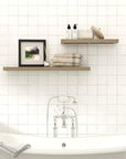 18" Brown Solid Wood Wall Mounted Floating Shelf