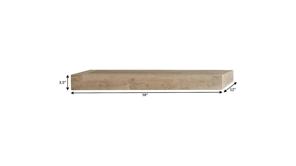 18" Brown Solid Wood Wall Mounted Floating Shelf