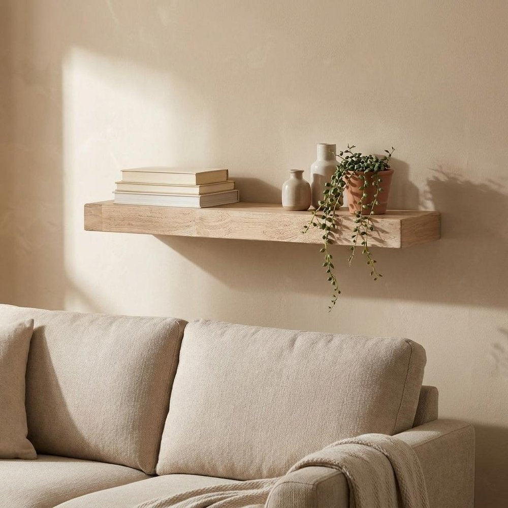 18" Brown Solid Wood Wall Mounted Floating Shelf