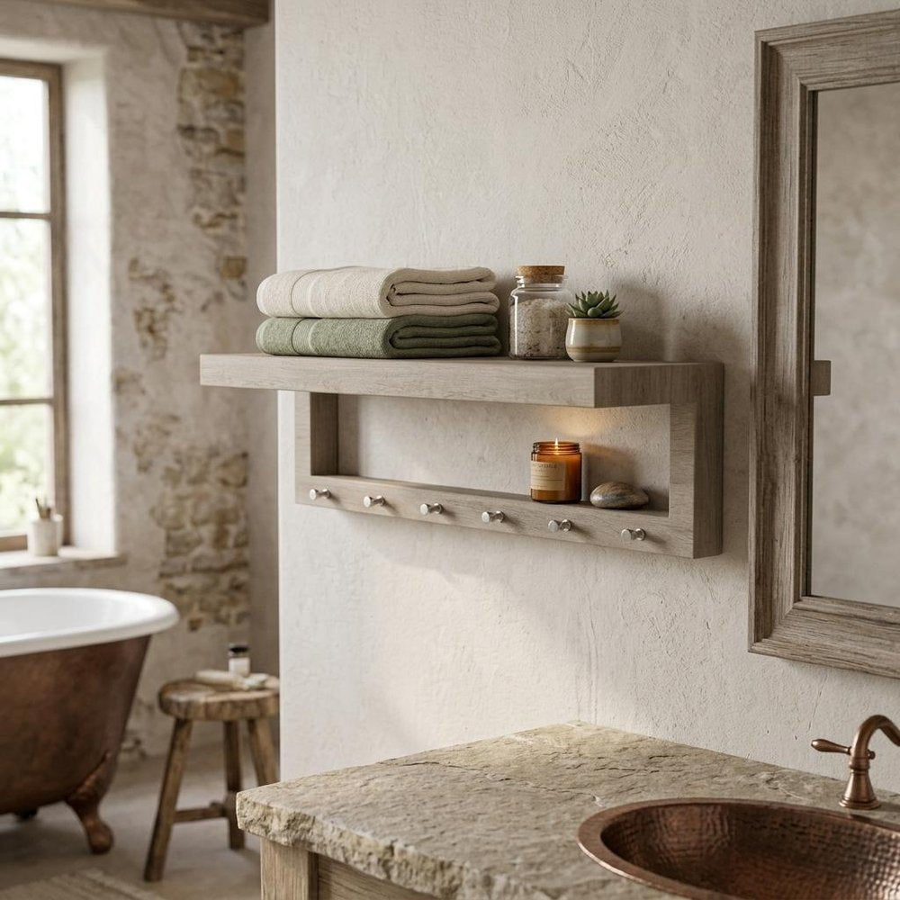 24" Brown Solid Wood Wall Mounted Floating Shelf