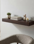 12" Espresso Solid Wood Wall Mounted Floating Shelf