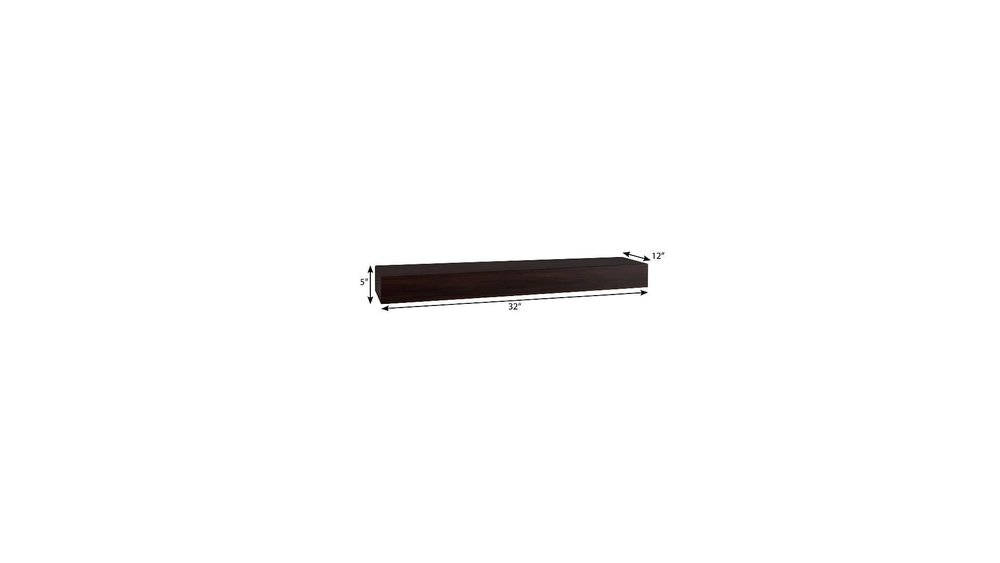 12" Espresso Solid Wood Wall Mounted Floating Shelf