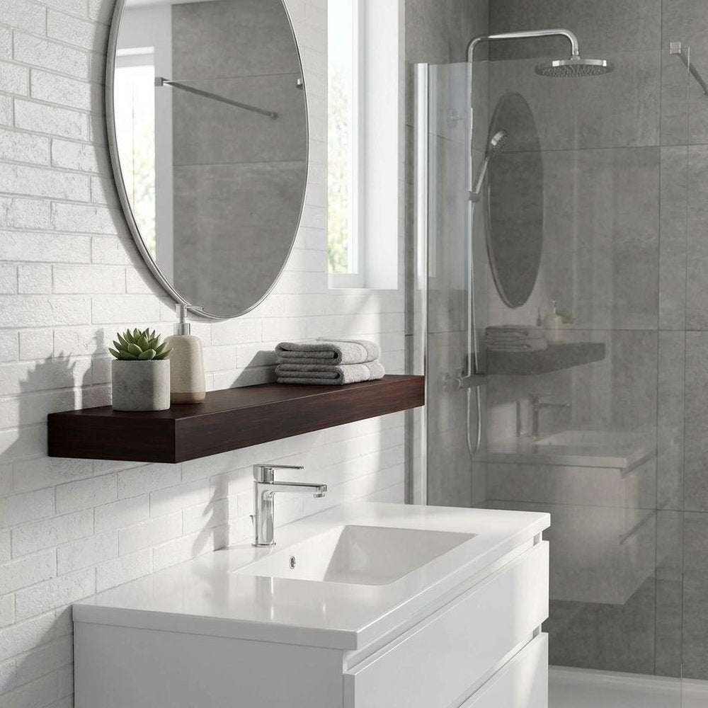 12" Espresso Solid Wood Wall Mounted Floating Shelf