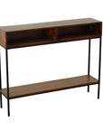 42" Chestnut and Black Solid Wood and Iron Console Table With Shelf