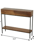 42" Chestnut and Black Solid Wood and Iron Console Table With Shelf