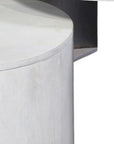 Set Of Two White Solid Wood Round Solid Nested Coffee Tables