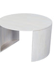 Set Of Two White Solid Wood Round Solid Nested Coffee Tables