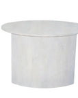 Set Of Two White Solid Wood Round Solid Nested Coffee Tables